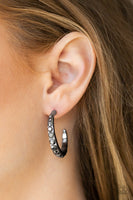 Welcome To Glam Town - Black Paparazzi Hoop Earrings