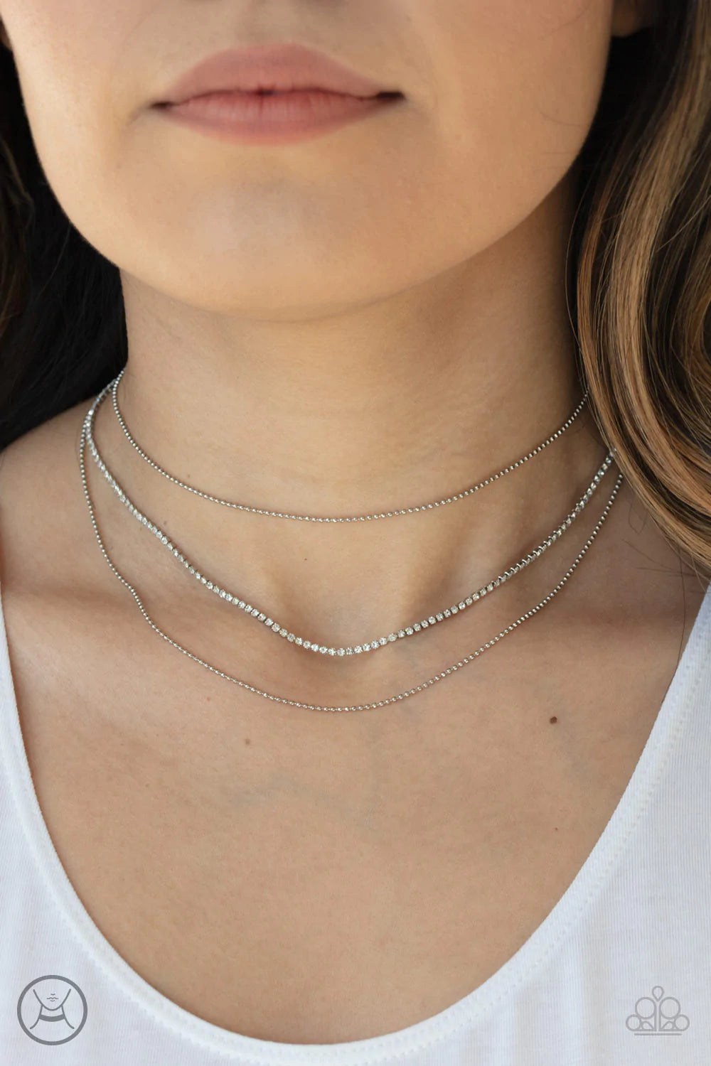 Battle of the Glitz White Paparazzi Choker Necklace