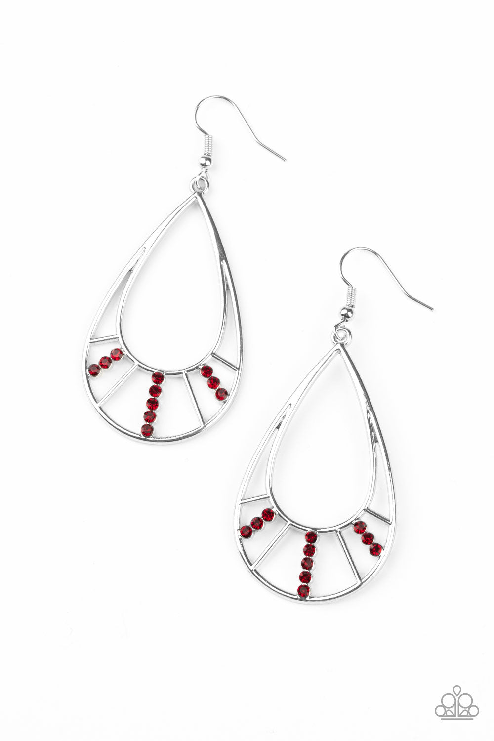 Line Crossing Sparkle - Red Earrings