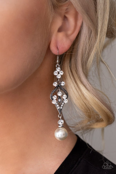 Elegantly Extravagant White Paparazzi Earrings