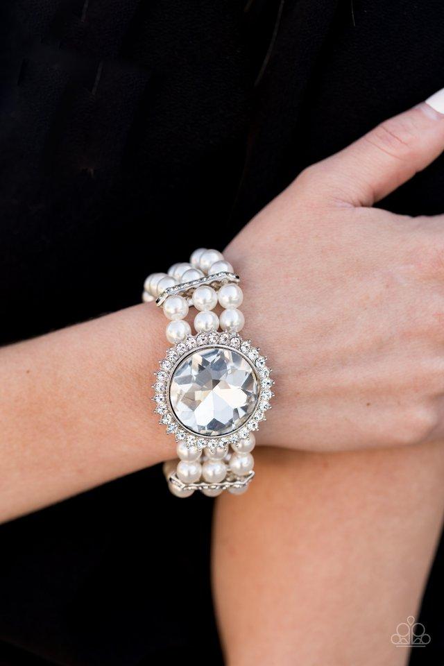 Speechless Sparkle White Paparazzi Bracelet