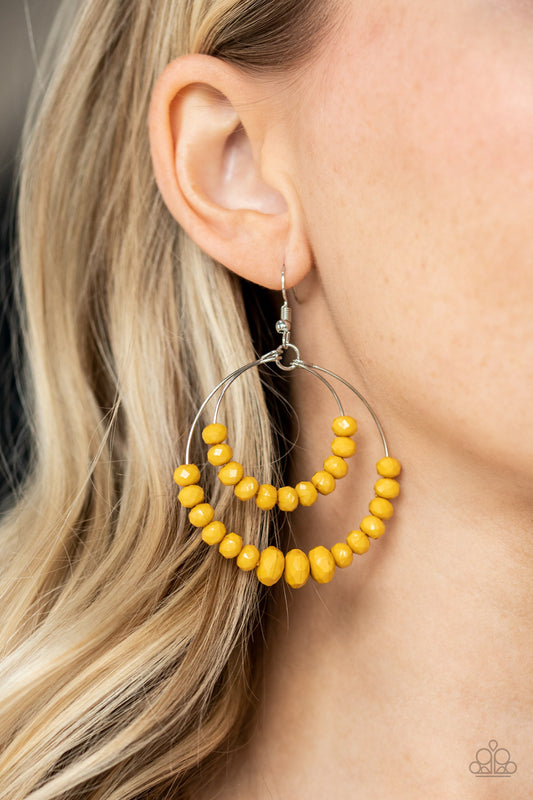 Paradise Party - Yellow Paparazzi Earrings
