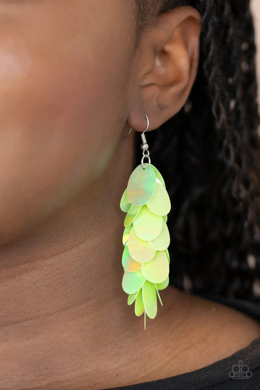 Stellar In Sequins Green Paparazzi Earrings