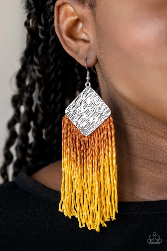 DIP The Scales Yellow Paparazzi Earrings