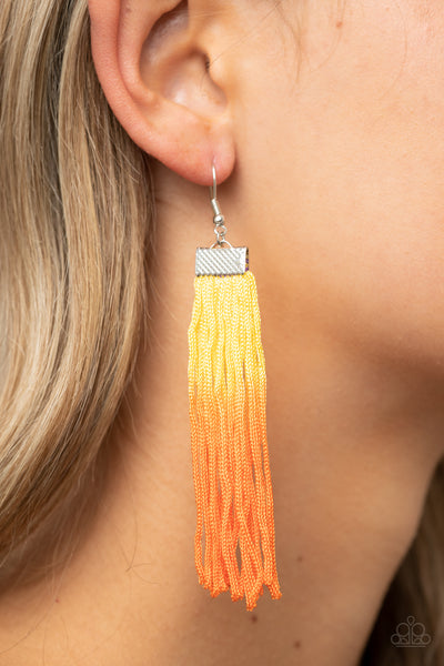 Dual Immersion - Yellow Paparazzi Fringe Earrings