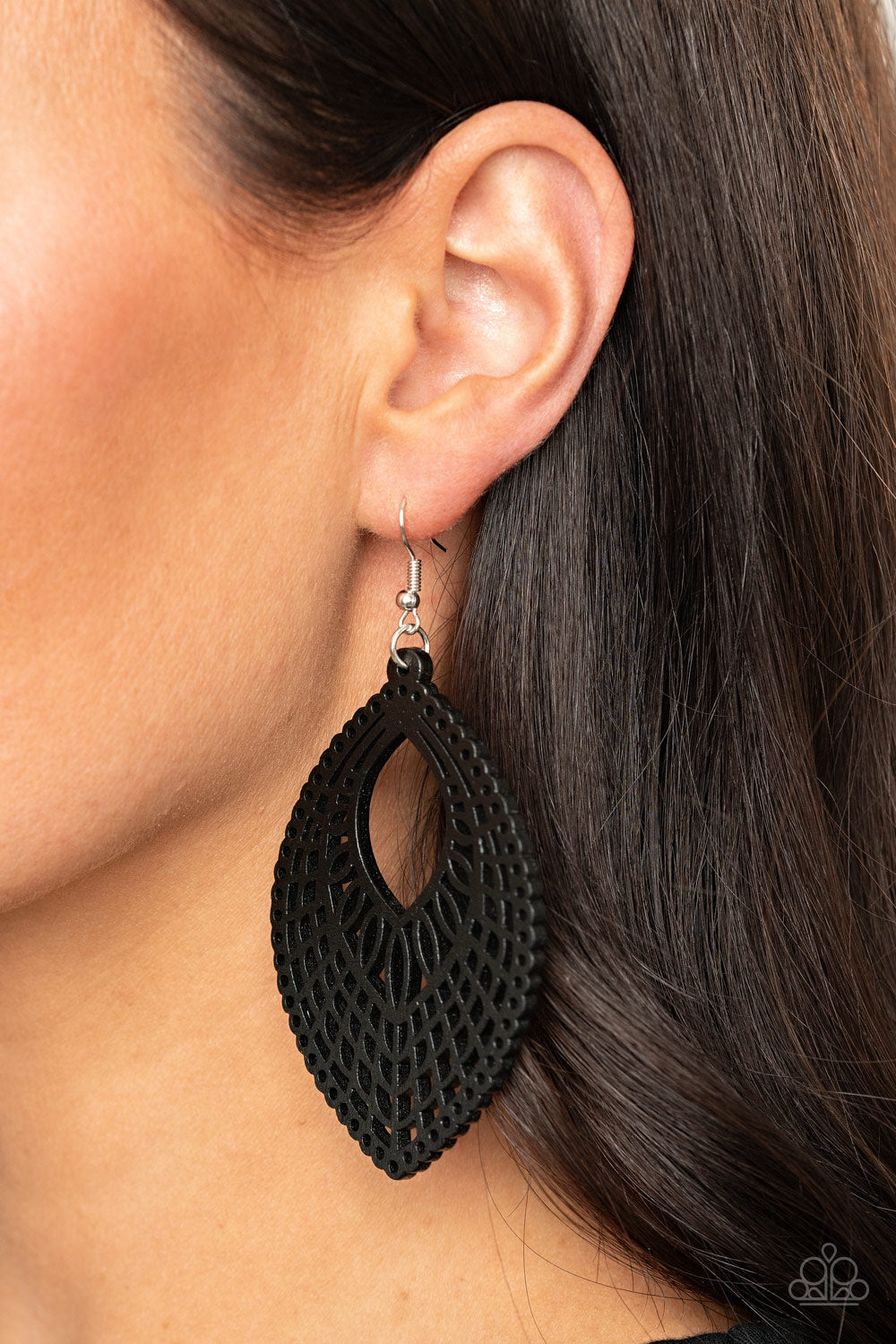One Beach At A Time - Black Paparazzi Earrings
