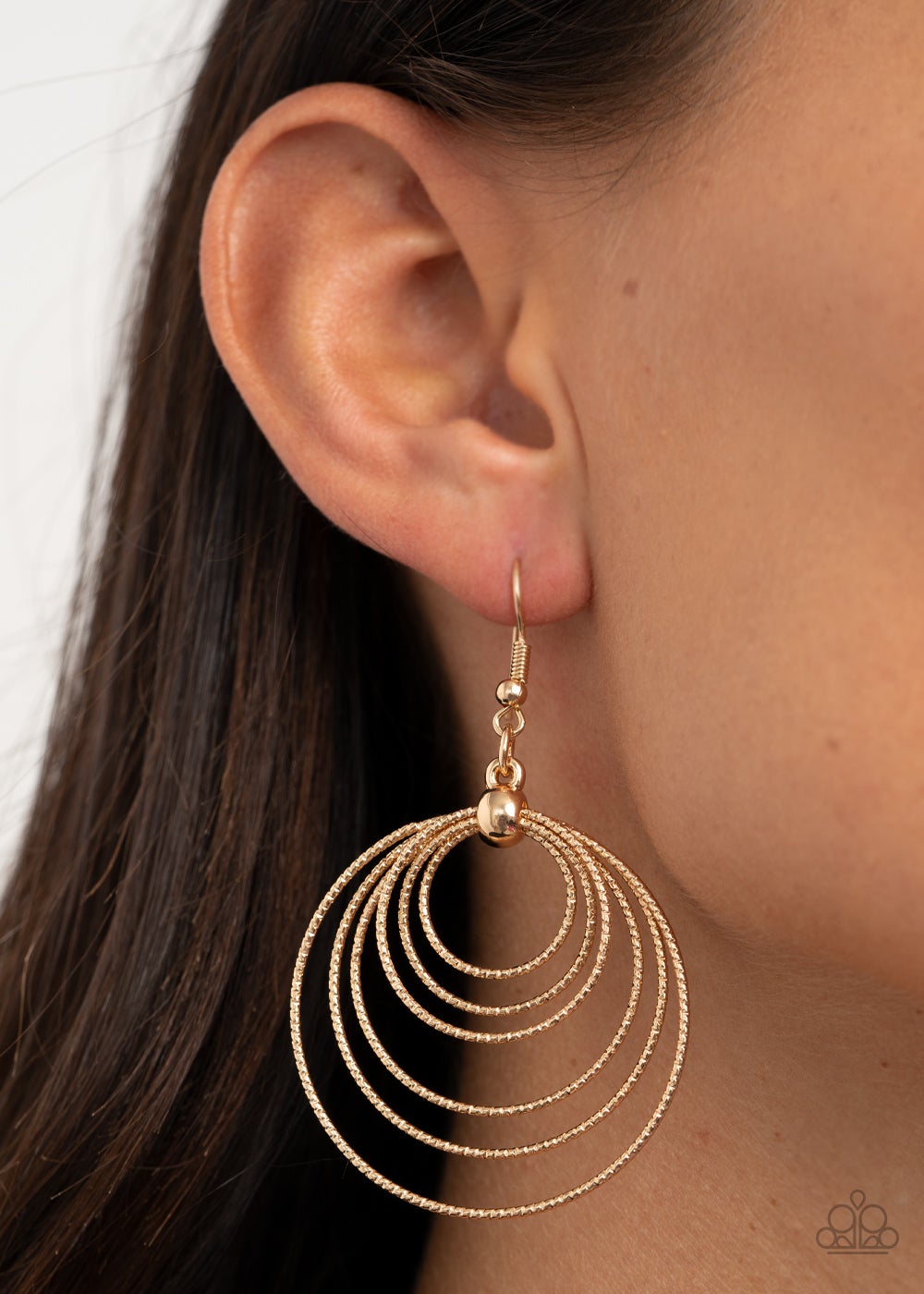 Elliptical Elegance Gold Paparazzi Earrings