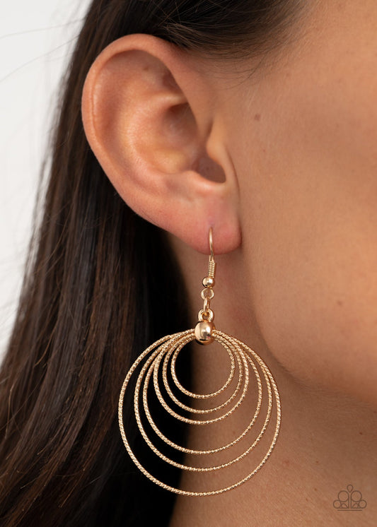 Elliptical Elegance Gold Paparazzi Earrings