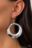 Fiercely Faceted - Silver Paparazzi Earrings
