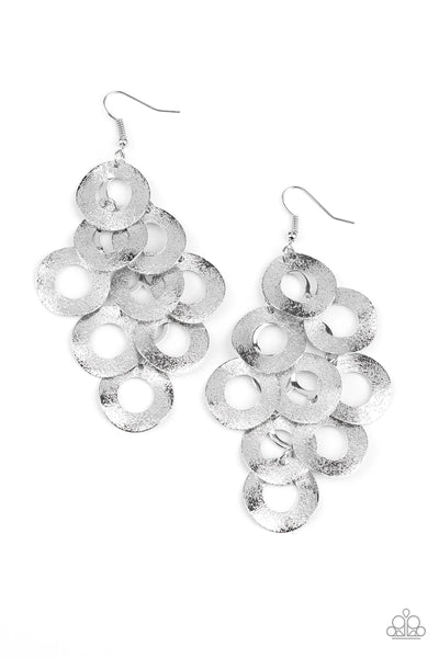 Scattered Shimmer Silver Paparazzi Earrings