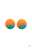 As Happy As Can BEAD - Orange Paparazzi Earrings