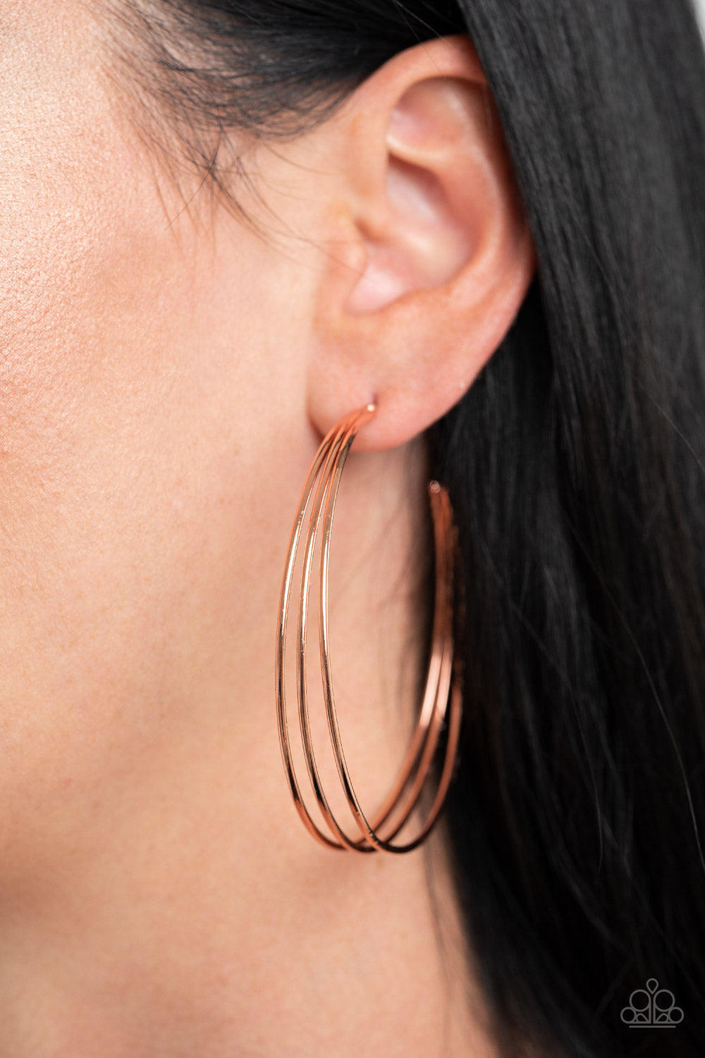 Rimmed Radiance - Copper Paparazzi Hoop Earrings