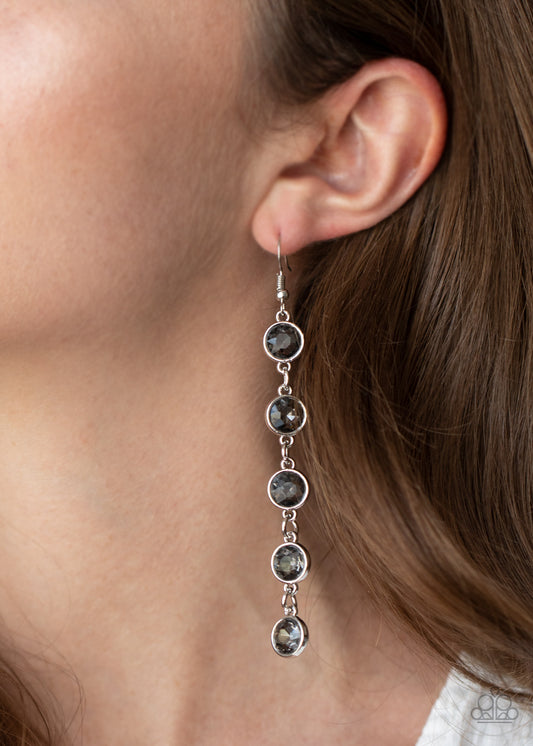 Trickle Down Twinkle - Silver Paparazzi Earrings
