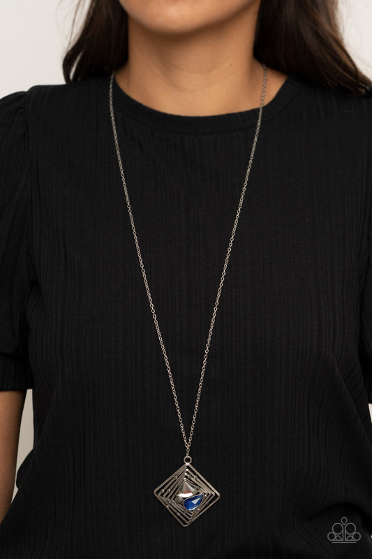 Timelessly Tilted - Blue Paparazzi Necklace