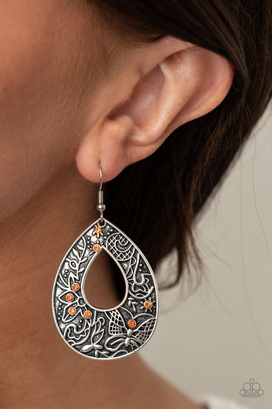 Botanical Butterfly - Orange Paparazzi Earrings