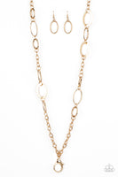 Casually Connected - Gold Paparazzi Lanyard Necklace