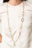 Casually Connected - Gold Paparazzi Lanyard Necklace