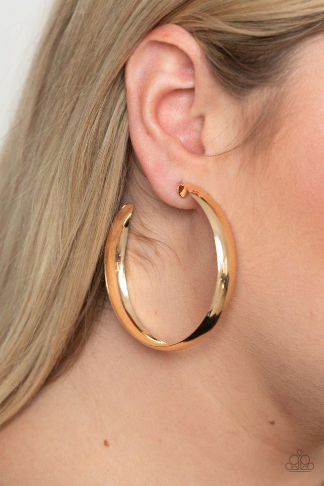 BEVEL In It Gold Paparazzi Hoop Earrings