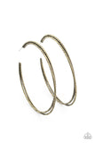 Curved Couture - Brass Paparazzi Hoop Earrings