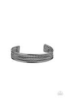 Risk-Taking Texture - Black Paparazzi Cuff Bracelet