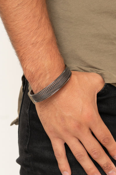 Risk-Taking Texture - Black Paparazzi Cuff Bracelet