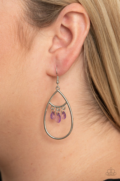 Shimmer Advisory - Purple Paparazzi Earrings