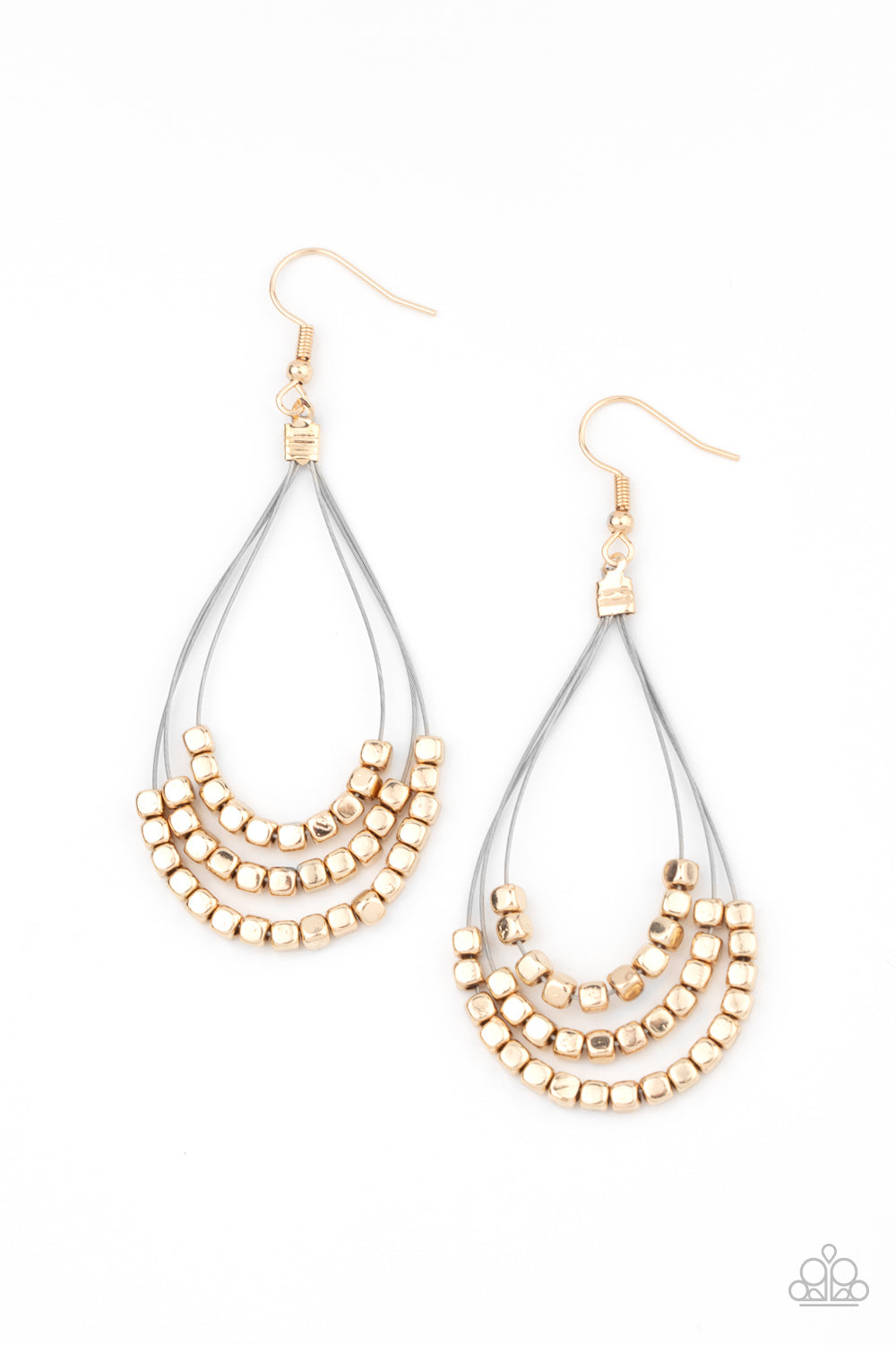 Off The Blocks Shimmer - Gold Paparazzi Earrings