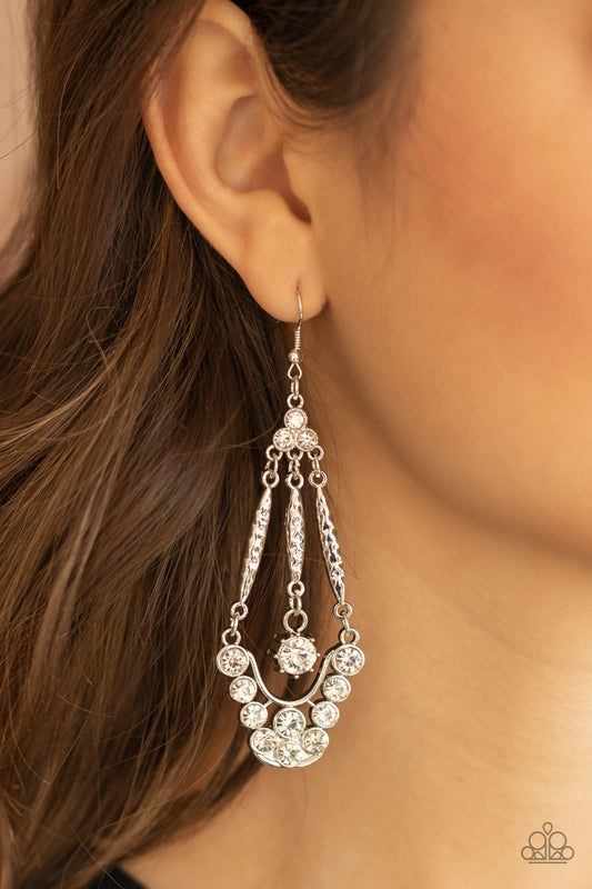 High-Ranking Radiance - White Paparazzi Earrings