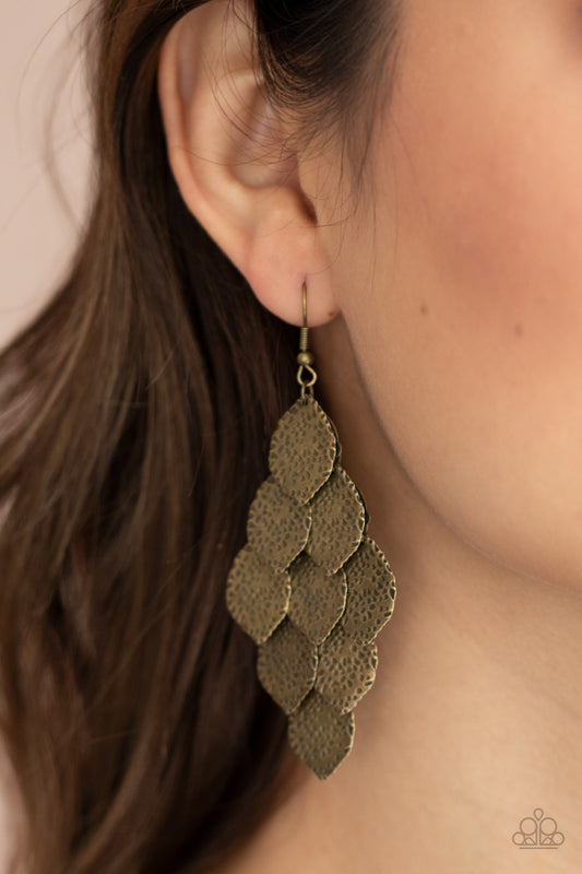 Loud and Leafy - Brass Paparazzi Earrings