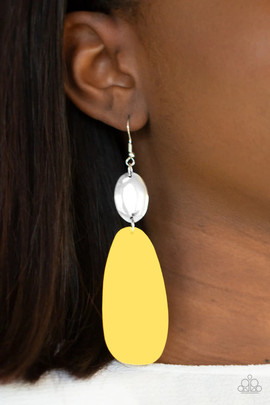 Vivaciously Vogue Yellow Paparazzi Earrings