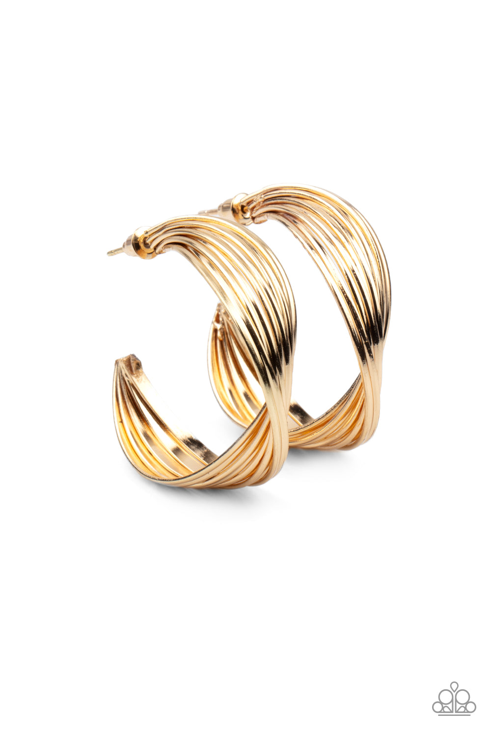 Curves In All The Right Places - Gold Paparazzi Hoop Earrings