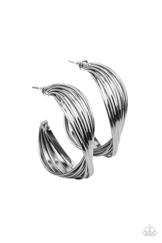 Curves In All The Right Places - Black Paparazzi Hoop Earrings