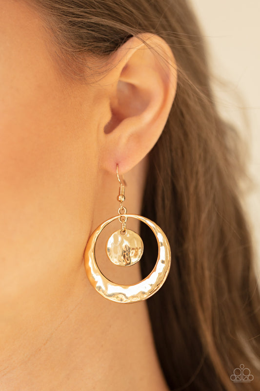 Rounded Radiance - Gold Paparazzi Earrings