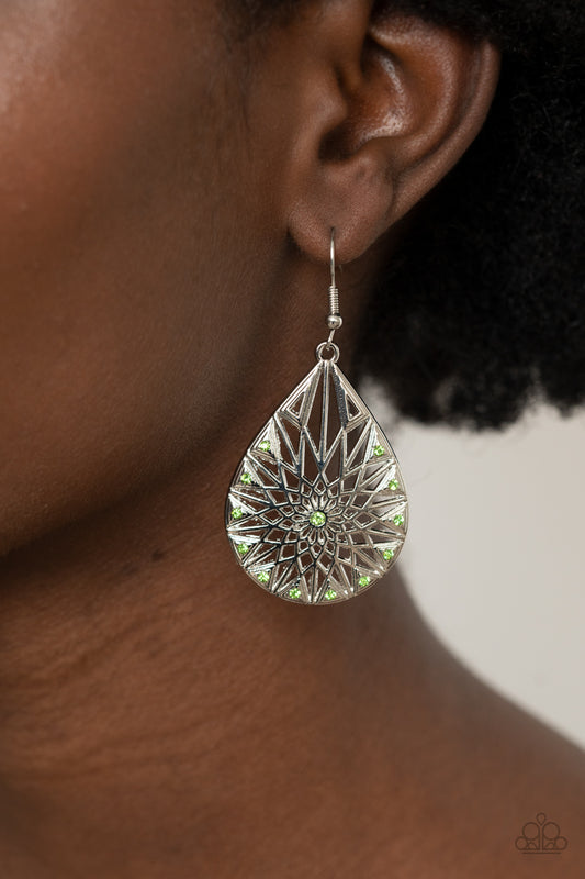 Icy Mosaic - Green Paparazzi Earrings
