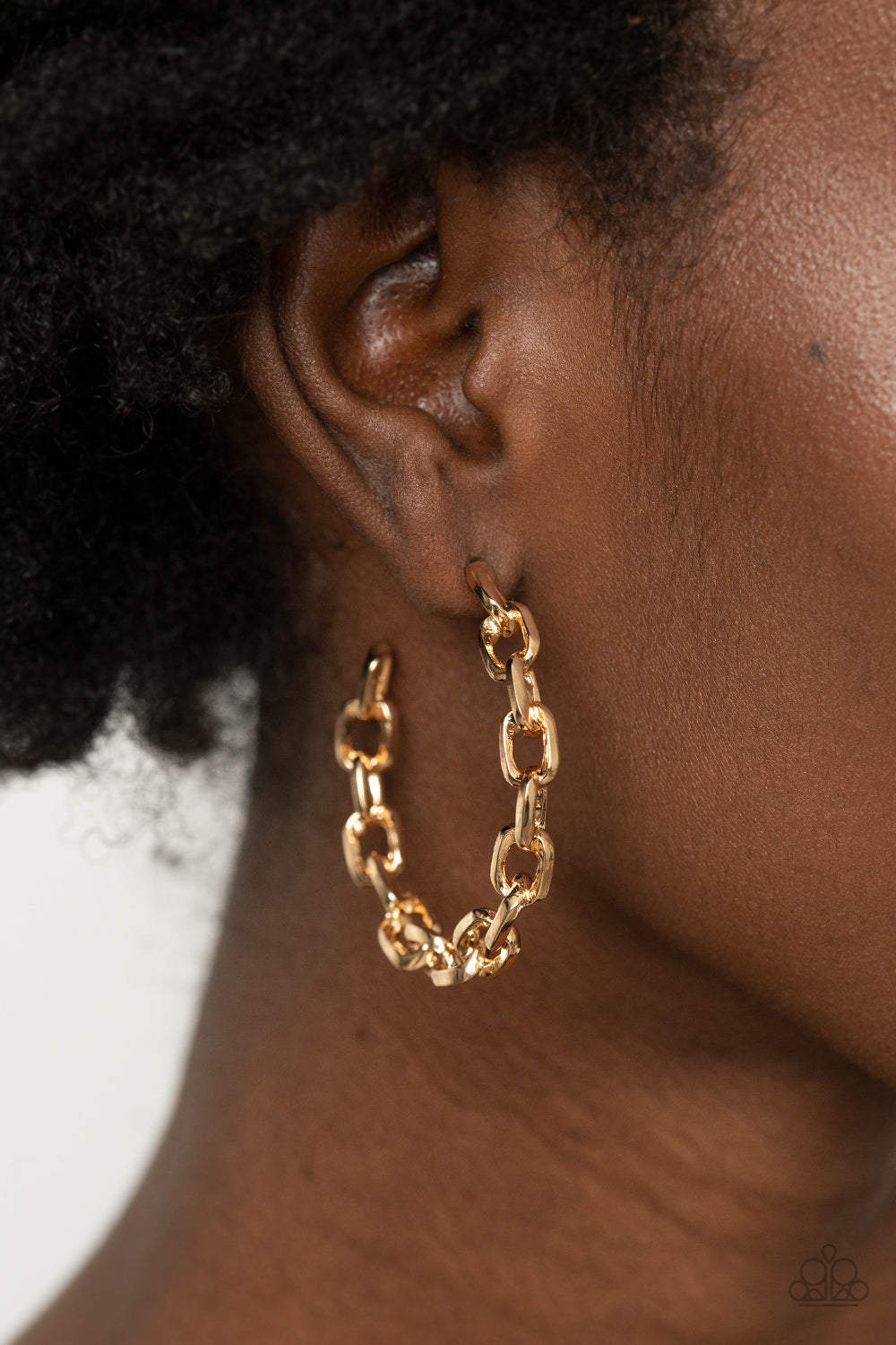 Stronger Together - Gold Paparazzi Earrings
