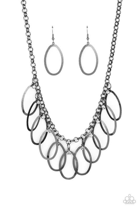 Double OVAL-time - Black Paparazzi Necklace