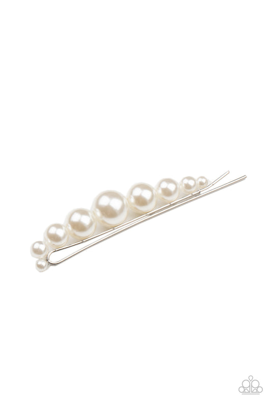 Elegantly Efficient - White Paparazzi Hair Clip