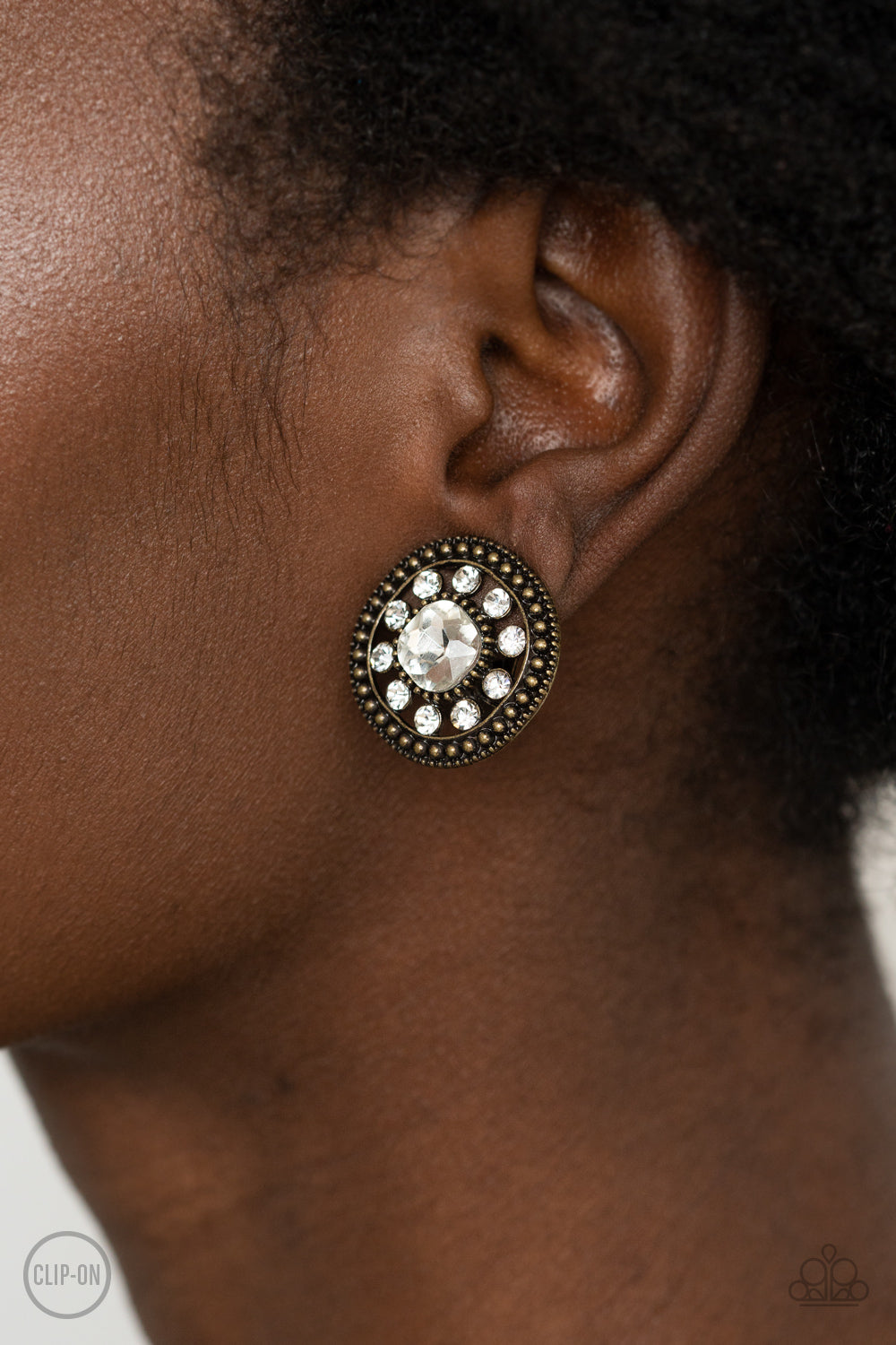 Dazzling Definition - Brass Paparazzi Clip-On Earrings
