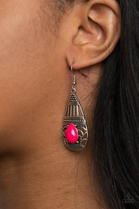 Eastern Essence - Pink Paparazzi Earrings