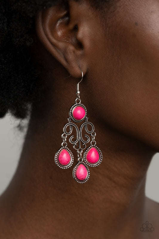 Canyon Chandelier - Pink Paparazzi Earrings