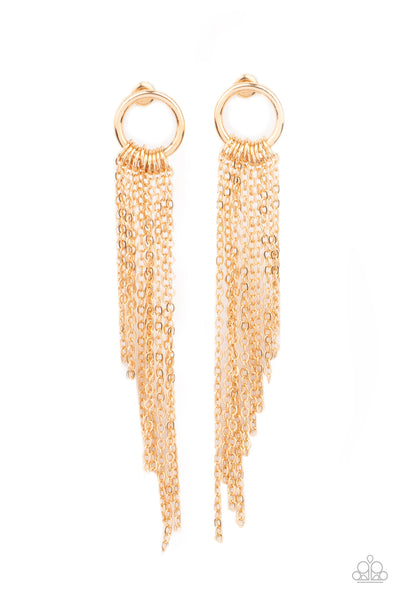 Divinely Dipping - Gold Paparazzi Earrings