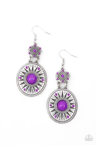 Temple of The Sun - Purple Paparazzi Earrings