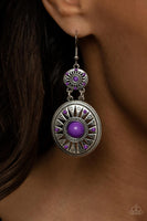 Temple of The Sun - Purple Paparazzi Earrings