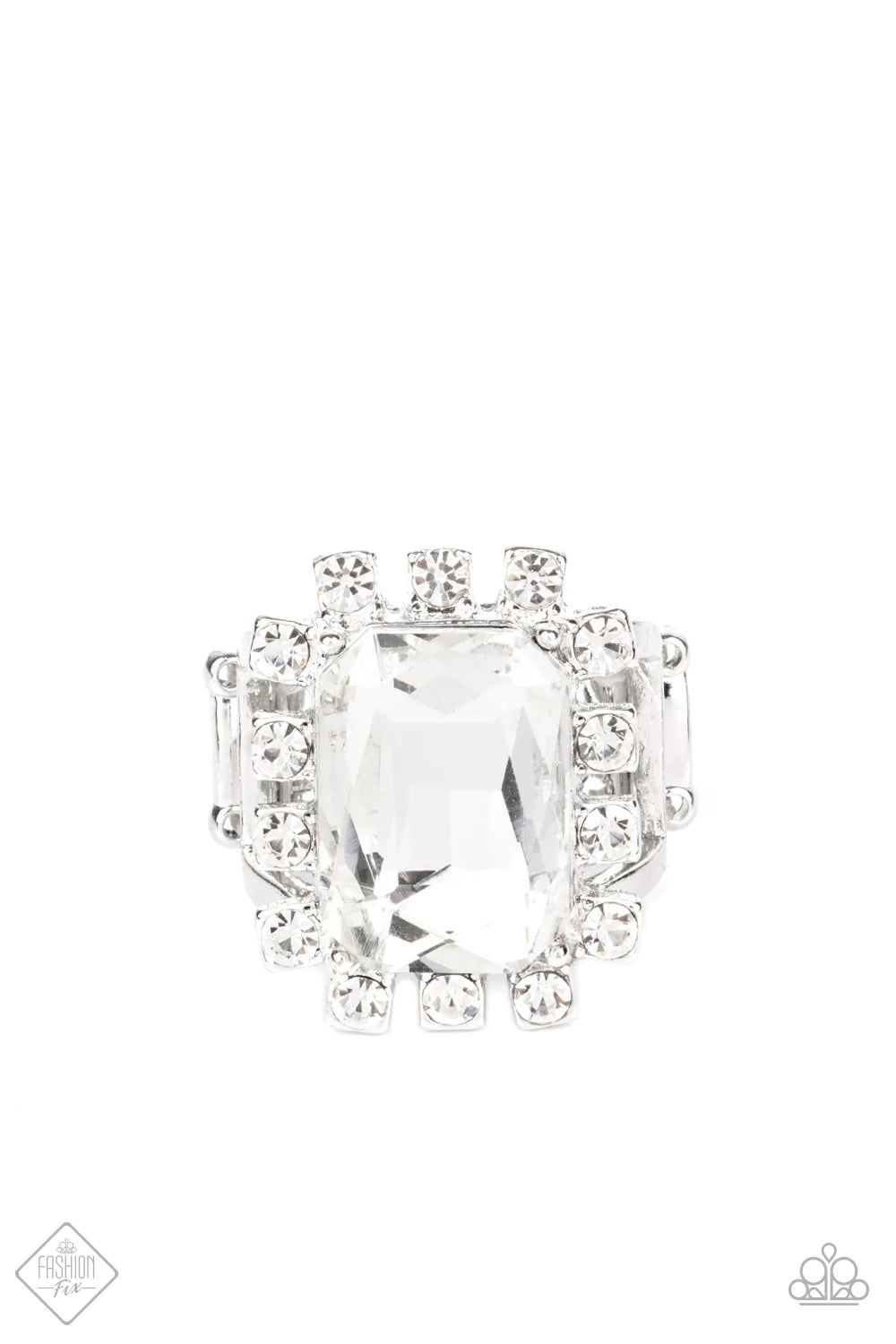 Galactic Glamour White Paparazzi Fashion Fix Ring