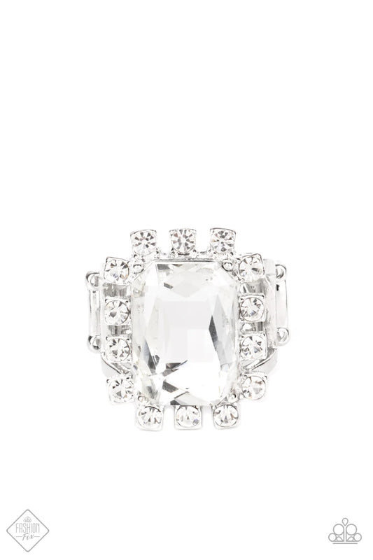 Galactic Glamour White Paparazzi Fashion Fix Ring