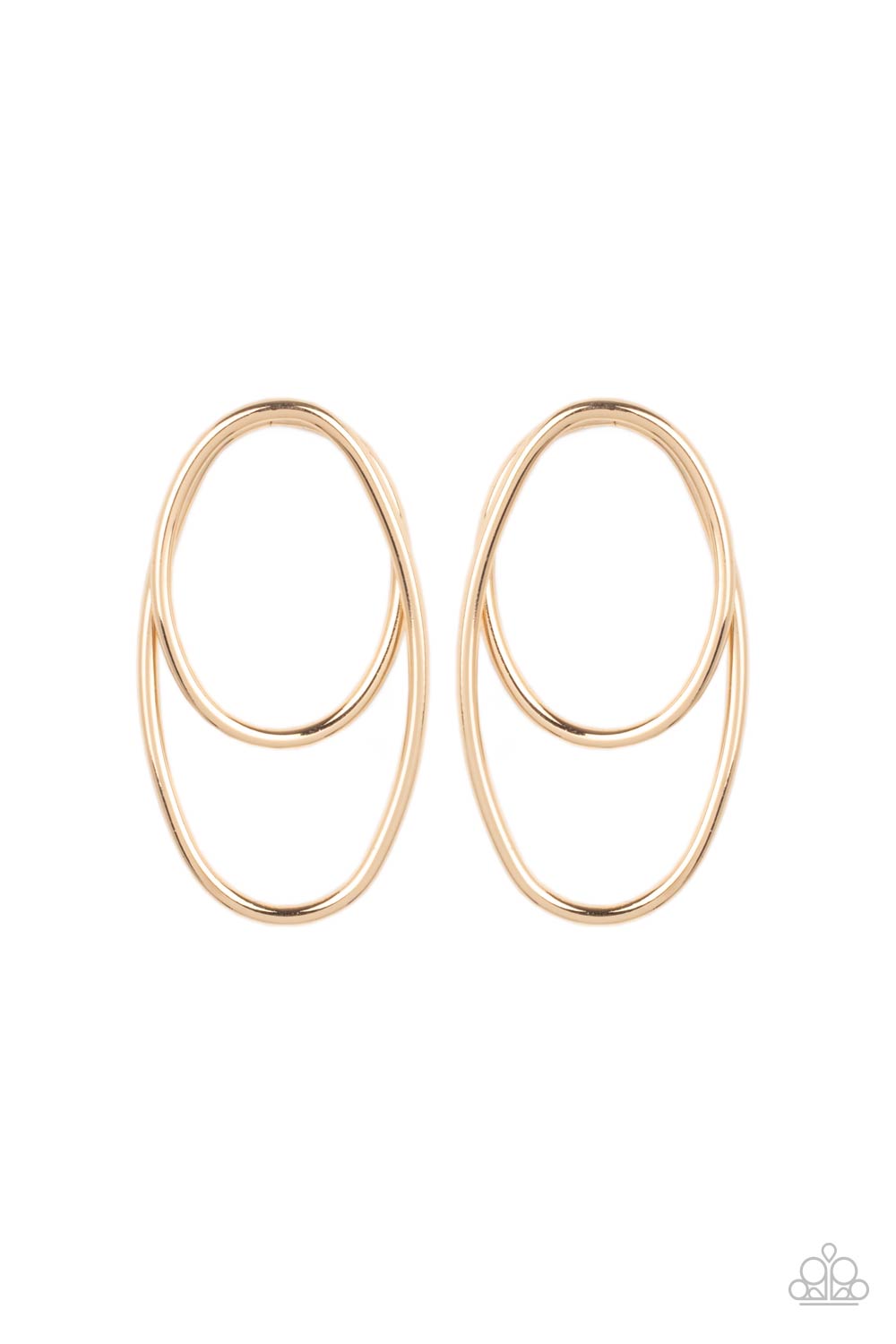 So OVAL-Dramatic - Gold Paparazzi Earrings