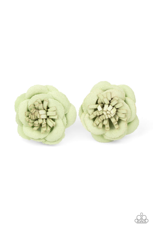 Rosy Posy - Green Paparazzi Hair Clips