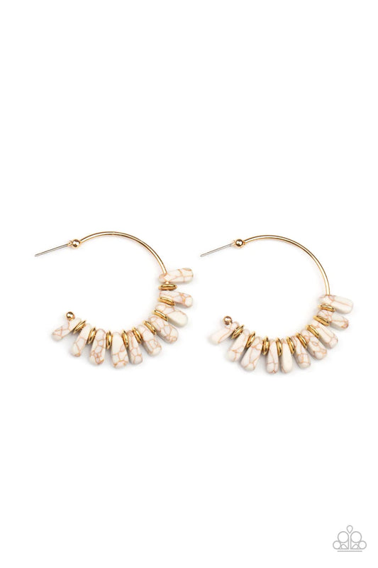Poshly Primitive White Paparazzi Hoop Earrings