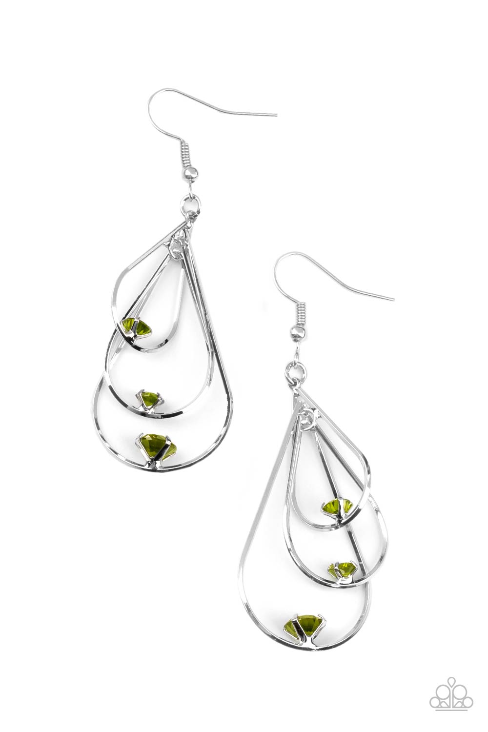 Drop Down Dazzle - Green Paparazzi Earrings