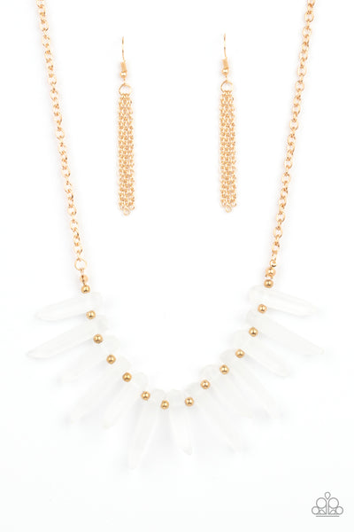 Ice Age Intensity - Gold Paparazzi Necklace